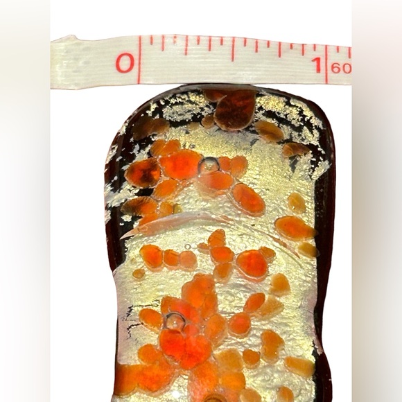 🍄Gorgeous Resin Multimedia Pendant W/Peach, Gold, & Neutral Tones Approx. 2”x1” - Picture 2 of 10